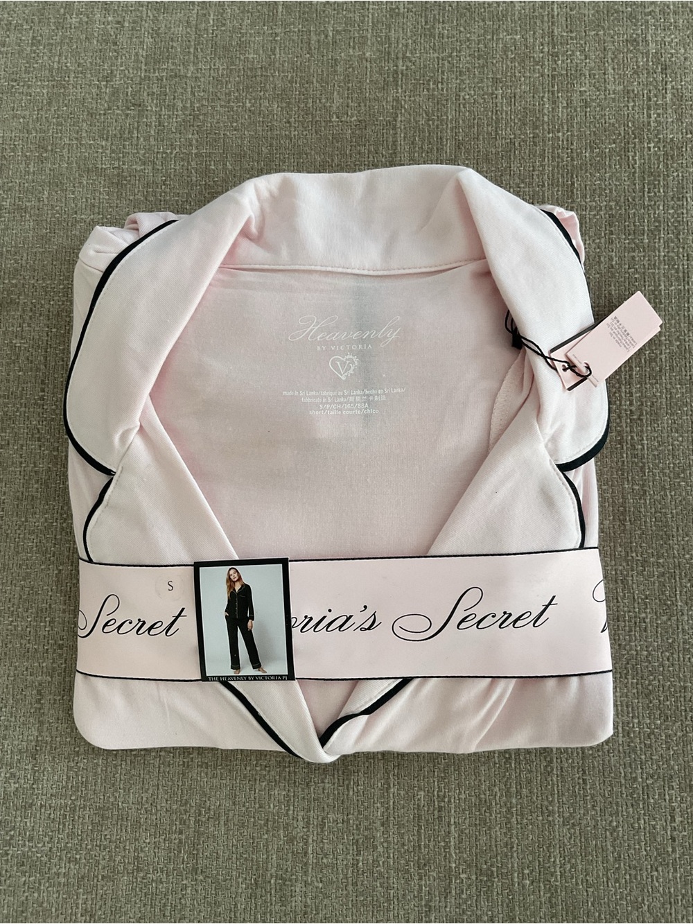 Victoria's Secret Pink Pajama Set with Black Piping
